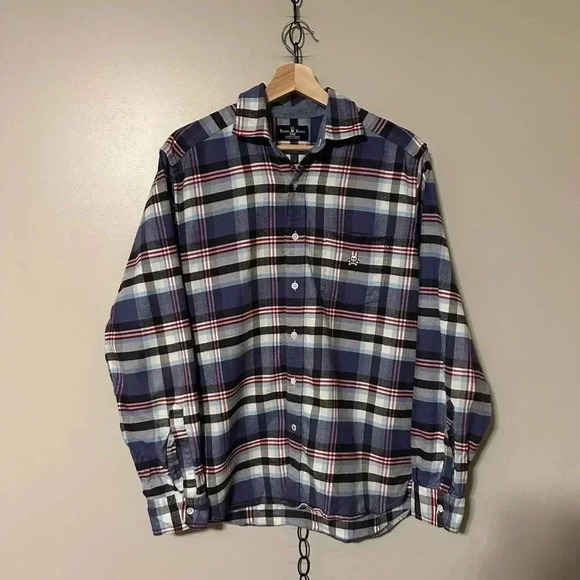 Psycho Bunny Plaid Flannel  Shirt Medium - Picture 1 of 4